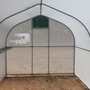 Interior view of empty domestic greenhouse